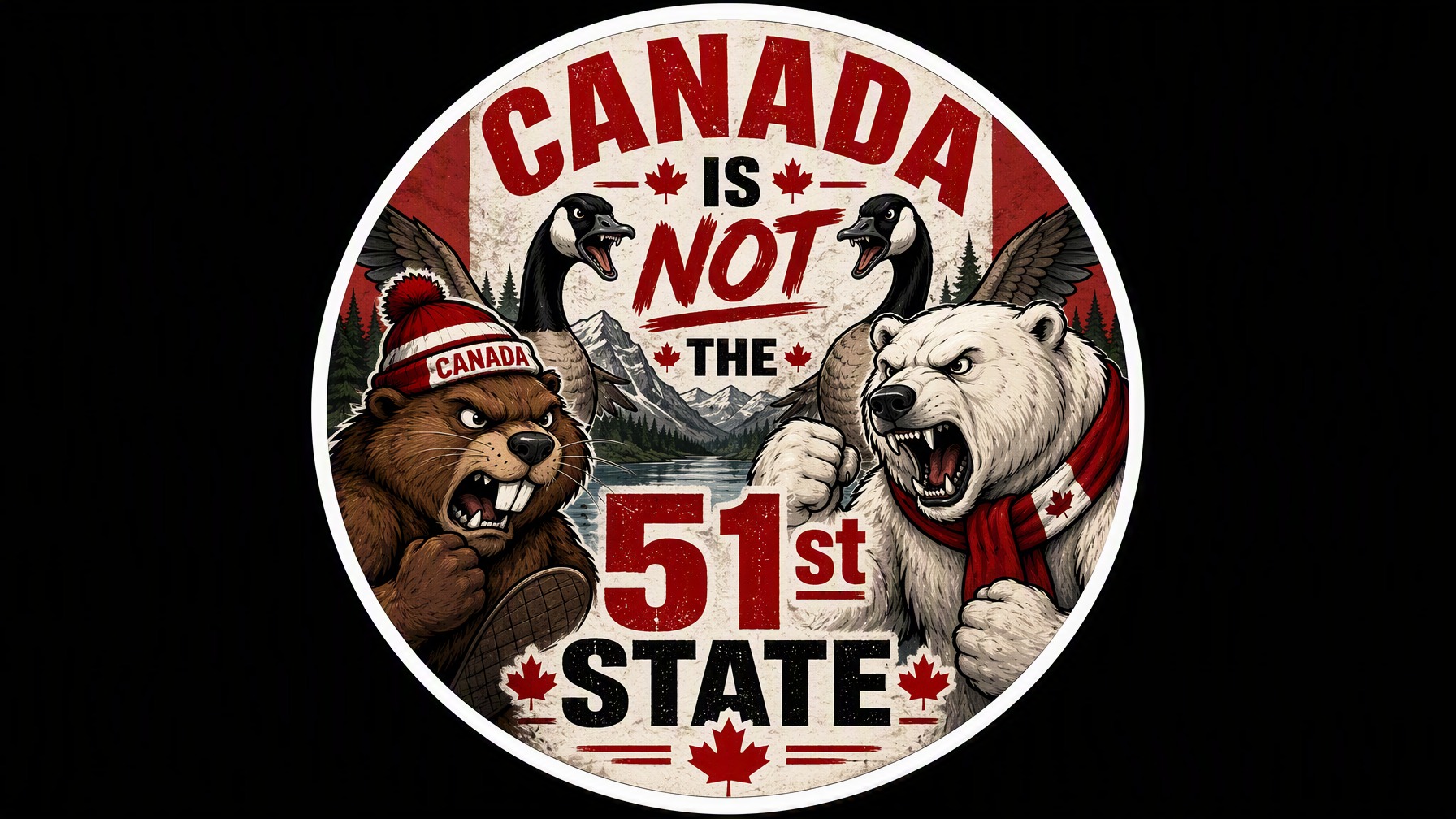 CANADA is not the 51st State Vinyl Bumper Sticker  Window Cling or Bumper Sticker Magnet in UV Laminate Coating